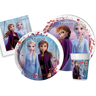 Abbildung von Ciao Partygeschirr Party Set Disney Frozen II für 8 Personen (44 pcs: Pappteller Ø23cm, Ø20cm, Becher 200ml, 20 Servietten 33x33cm)