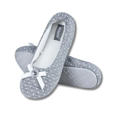 Abbildung von soxo Hausschuhe Ballerinas Damen Sommerschuhe Elegant Ballerina Schuhe Pretty Slipper 37/38 Grau mit Diamant
