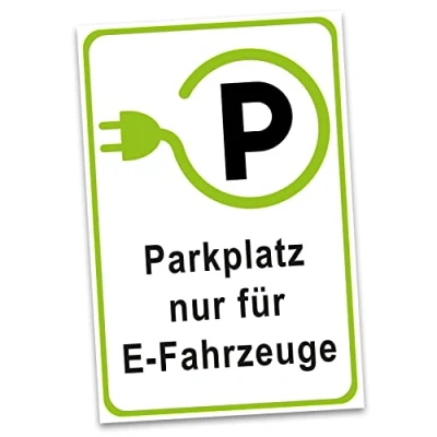 Abbildung von Hinweisschild 20x30cm Alu Verbundplatte für Zaun Tor Tür Pfosten wetterfest Aluminium Schild ohne Bohrungen Parkplatzschild (08 E Ladestation hoch)