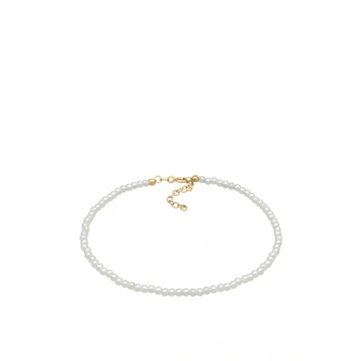 Abbildung von Elli Perlen Synthetisch Klassik Basic Fußkettchen, Damen, Größe: 22, Gold