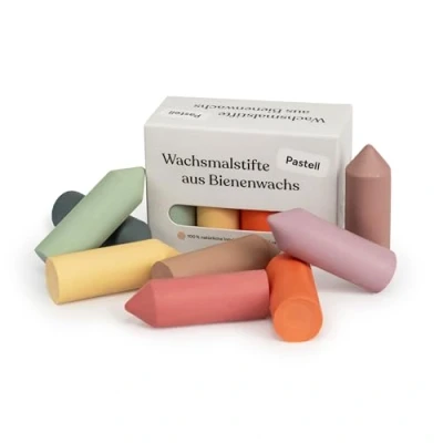 Abbildung von Ehrenkind® Wachsmalstifte aus Bienenwachs 8er Pack Pastellfarben 100% natürlich Buntstifte Öko Stifte für Kleinkinder ab 1 Jahr sicher in Lebensmittelqualität Made EU Malstifte