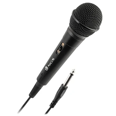 Abbildung von NGS Singer FIRE Dynamisches Mikrofon, Mikrofon mit 3 Meter Kabel, 6,3 mm Klinkenanschluss und EIN/Aus Taste