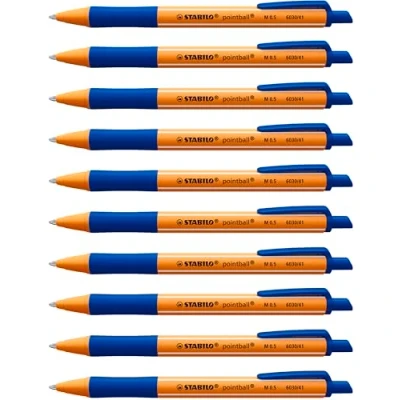 Abbildung von Druck Kugelschreiber STABILO pointball 10er Pack blau