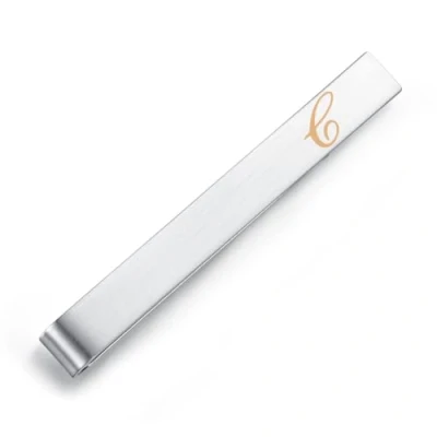 Abbildung von HONEY BEAR 5.4cm Herren Briefe Initialen Krawattennadel Krawattenklammer für Normale Krawatte Edelstahl Tie Clip，Gebürstetes Silber (C)