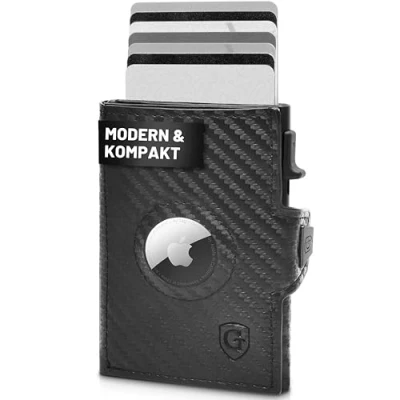 Abbildung von GenTo Airtag Slim Wallet mit Münzfach Geldbeutel Herren für 10 Karten Geldbörse RFID Schutz Smart Kartenetui Air Tag Fach Portemonnaie
