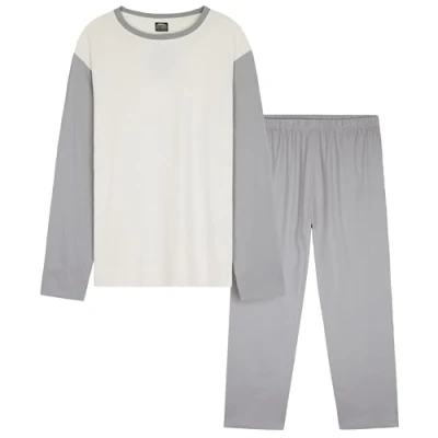 Abbildung von CityComfort Warme Schlafanzug Herren Lang, 2 Teiliges Pyjama Set Geschenke für Teenager (Grau, XL)