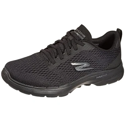 Abbildung von Skechers Damen GO Walk 6 Bold Vision Sneakers,Sports Shoes, Black Textile/Trim, 39 EU