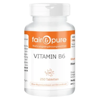 Abbildung von Fair &amp; Pure® Vitamin B6 Tabletten 22,5mg 250 Großpackung Vegan Pyridoxin HCl