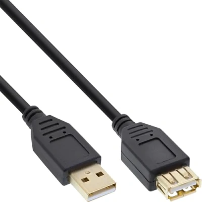 Abbildung von InLine 34611S USB 2.0 Verlängerung, Stecker / Buchse, Typ A, schwarz, Kontakte gold, 10m