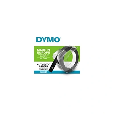 Abbildung von Dymo Prägeetiketten (selbstklebend, 9 mm x 3 m) weiß auf schwarz
