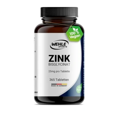 Abbildung von Wehle Zink Tabletten 365 hochdosiert (25mg pro Tablette) Mehrfacher Preis Leistungs Sieger 2020* Premium Zinc Bisglycinat Laborgeprüft, Vegan, hergestellt in DE