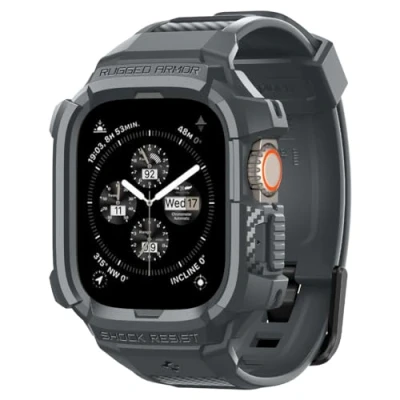 Abbildung von Spigen Rugged Armor Pro Hülle mit Armband Kompatibel Apple Watch Ultra 2 (2023) / (2022) 49mm Dunkel Grau