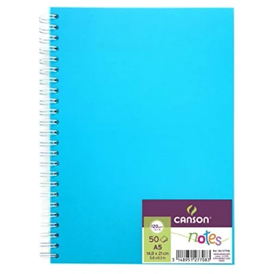 Abbildung von Canson Notizbuch mit 50 Blatt, A5, 120 g, Spiralbindung, Polypro Einband, Blau