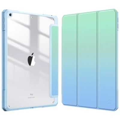 Abbildung von Fintie Hybrid Hülle für 10.2 Zoll iPad 9. Generation 2021/8. Gen 2020/7. 2019 mit Stifthalter Stoßfeste Schutzhülle transparenter Hartschale auf der Rückseite, Meeres Ombre