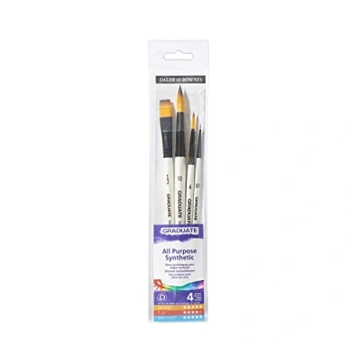 Abbildung von Daler Rowney Graduate Pinselset aus 4 Pinseln, Synthetik, für Wasserfarben