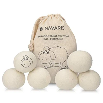 Abbildung von Navaris Trocknerbälle 6er Pack ökologisch Ball für Wäschetrockner aus 100% Wolle Umweltschonende Filzbälle Bio Weichspüler Alternative