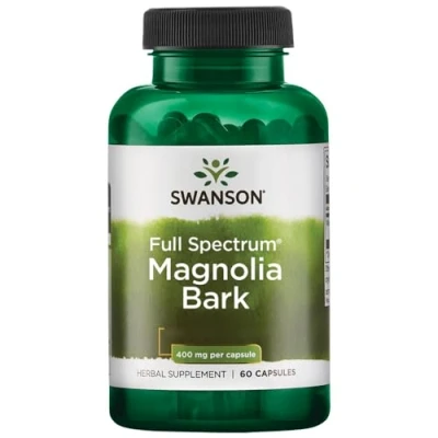 Abbildung von Swanson, Full Spectrum Magnolia Bark (Magnolienrinde), 400mg, 60 Kapseln, Hochdosiert, Laborgeprüft, Sojafrei, Glutenfrei, Ohne Gentechnik