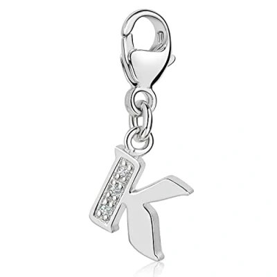 Abbildung von Materia Buchstabe K Anhänger Silber 925 mit 3 Zirkonia Alphabet Charms C61