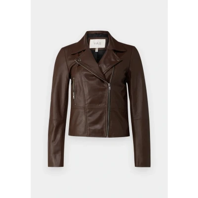 Abbildung von YAS Sophie Jacket Lederjacke, Damen, Größe: Medium, Chicory coffee