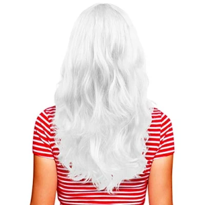 Abbildung von Hatstar Sexy Damen Langhaar Perücke Frauen Wig lockig gewellt Accessoire für Fasching, Karneval und Motto Party (weiss)