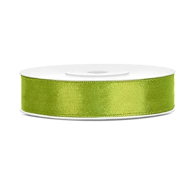 Abbildung von Satinband Polyester Schleifenband Seidenband Geschenkband 6/12/25/38/50/100 mm x 25 m (Größe 12mm 25m Farbe Apfelgrün)