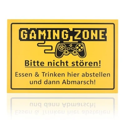 Abbildung von FunX Gaming Zone Schild Wandschild Zocken als Geschenkidee und Zimmer Deko für Gamer, Teenager oder Erwachsene 30 x 20 cm