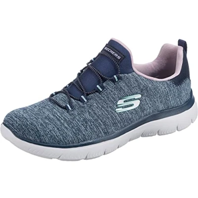 Abbildung von Skechers Damen Summits Quick Getaway Sneaker, Navy Mesh/Purple &amp; Lt Blue Trim, 40 EU