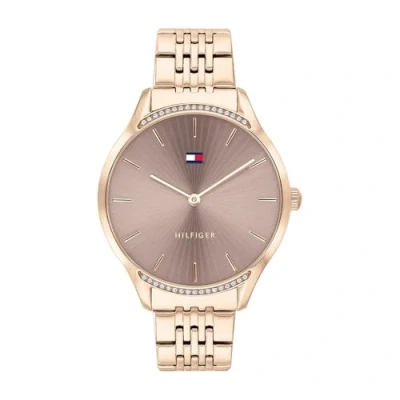 Abbildung von Tommy Hilfiger Analog Quarzuhr für Damen mit Rotgoldfarbenes Edelstahlarmband 1782212