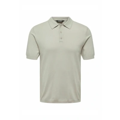 Abbildung von ONLY &amp; SONS Herren ONSWYLER Life REG 14 SS Polo Knit NOOS Poloshirt, Silver Lining, M