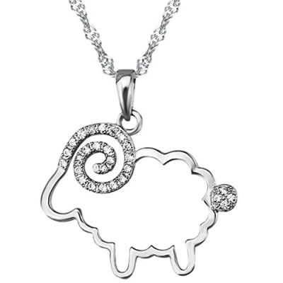Abbildung von Unendlich U 925 Sterling Silber Zirkonia Kleines Schaf Anhänger Halskette für Damen/Mädchen