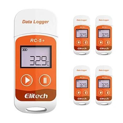 Abbildung von Elitech RC 5 + USB PDF temperature datalogger upgraded from camera shutter LCD display data recorder 32000 points record capacity(5Packungen)…