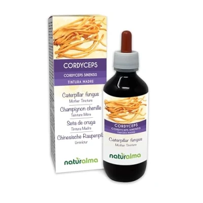 Abbildung von Cordyceps oder Chinesische Raupenpilz (Cordyceps sinensis Ophiocordyceps sinensis) Pilz Alkoholfreier Urtinktur Naturalma Flüssig Extrakt Tropfen 200 ml Nahrungsergänzungsmittel Veganer