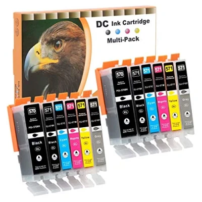 Abbildung von D&amp;C 12x Druckerpatronen Kompatibel für Canon PGI 570 CLI 571 PIXMA TS6051 TS6052 TS8050 TS8051 TS8052 TS8053 TS9050 TS9055 MG5750 MG5751 MG5752 MG5753 MG6800 MG6850 MG6851 MG6852 MG6853