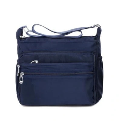 Abbildung von NOTAG Damen Umhängetasche, Wasserdicht Nylon Schultertasche Multi Tasche Messenger Bag 2 Size (Schwarz, S)