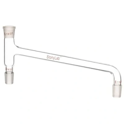 Abbildung von stonylab Glas Destillieradapter, Borosilikatglas 75 Grad Gebogener Chemie Adapter mit Standardgelenken für Laborversorgung (19/22 joint)