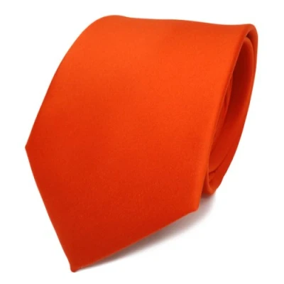 Abbildung von TigerTie Herren Krawatte Klassische 8 cm Satin in orange leuchtorange einfarbigem Design, ideal für Geschäftstermine, festliche Anlässe und die Freizeit