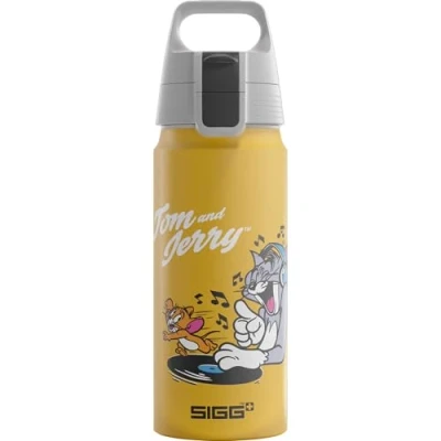 Abbildung von SIGG Alu Trinkflasche Kinder WMB ONE Disney Tom &amp; Jerry Kohlensäuregeeignet Auslaufsicher Federleicht BPA frei Klimaneutral Zertifiziert Sport Schule Gelb 0,6L