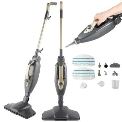 Abbildung von Beldray BEL01732TTVDE Titanium 14 in 1 Dampfreiniger Mopp Mehrzweck Handdampfer, 350 ml, Flexi Scharnier, chemiefrei, Fensterreiniger, zusätzliche Düsen und Mopppads enthalten, 1300 W
