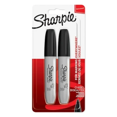 Abbildung von Sharpie Permanentmarker mit Keilspitze schwarz 2 Stück