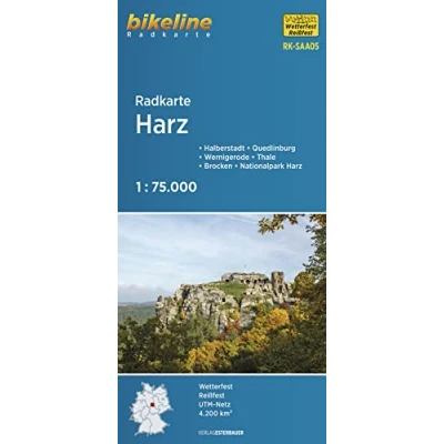 Abbildung von Radkarte Harz (RK SAA05): Halberstadt, Quedlinburg, Wernigerode, Thale, Nationalpark Harz, Brocken, 1:75.000, wetterfest/reißfest, GPS tauglich mit UTM Netz (Bikeline Radkarte)