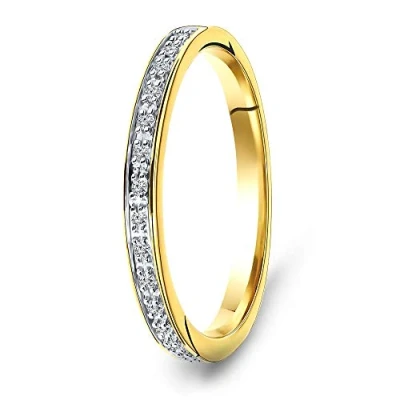 Abbildung von MIORE Ring Damen 0.05 Ct Diamant Ewigkeitsring aus Gelbgold 9 Karat / 375 Gold, Schmuck mit Diamanten Brillanten