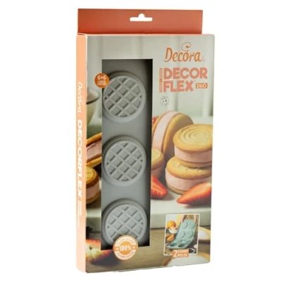 Abbildung von Decora 9260442 Decorflex Duo Backform, rund, aus Platin Silikon, mit zwei Formen unterschiedlichen Tiefen, hergestellt in Italien, hochwertig, für die Zubereitung von süßen und herzhaften Speisen