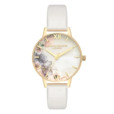 Abbildung von Olivia Burton Analog Quarzuhr für Damen mit Rötliches Lederarmband OB16PP45