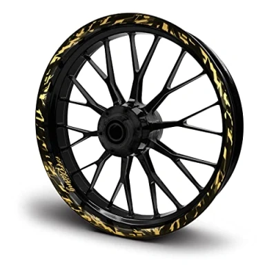 Abbildung von 16 teiliges Set Felgenrandaufkleber Sticker für Motorrad Auto Felgen Future Design Komplett Felgenaufkleber 15&quot; 16&quot; 17&quot; 18&quot; 19 Zoll MR017 (Gold Metallic, Glanz)