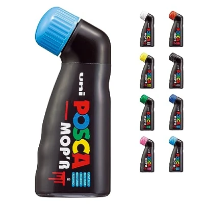 Abbildung von POSCA uni ball 183253 Marker MOP&#039;R PCM 22, runde Stempelspitze 3 19 mm, hellblau, 1 Stück, ergonomische Form