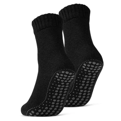 Abbildung von 2 4 6 Paar ABS Socken Herren Damen Anti Rutsch mit Wolle 21463 WP (Schwarz 43 46)