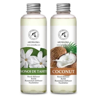 Abbildung von Raumduft Diffuser Nachfüller Monoi de Tahiti &amp; Kokos 400ml 2x200ml Set für Duftdiffusor Reed Refill Raumbeduftung Zimmerduft Nachfüllen Raumluft