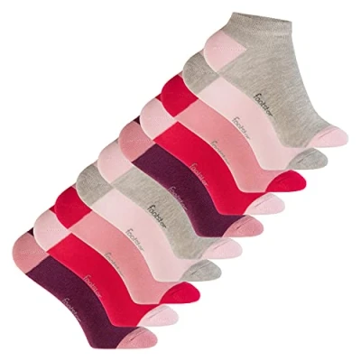 Abbildung von Footstar Kinder Baumwoll Sneaker Socken (10 Paar) mit abgesetzter Ferse und Spitze Berry 27 30