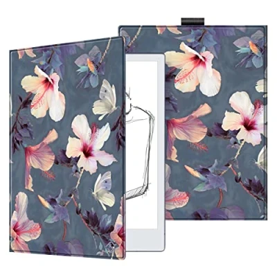 Abbildung von Fintie Hülle für Remarkable 2 Digital Paper Tablet 10.3 Zoll 2020, Hochwertiges PU Material Leichtes Buch Folio Cover mit Stifthalter, Nicht fit 1, Blühender Hibiskus