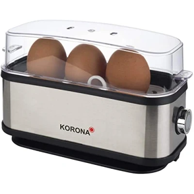 Abbildung von Korona 25304 Eierkocher 1 bis 3 Eier Single Edelstahlgehäuse Mit Eierhalter, Messbecher und Eierstecher 210 Watt